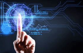 A modern digital technology background with futuristic devices and glowing connections