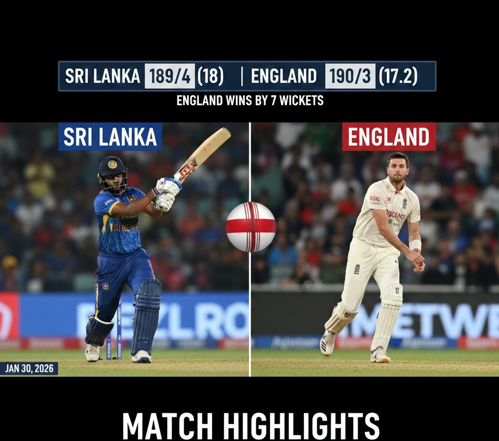 Sri Lanka vs England Live Updates 2026 – Full Match Report, Score & Key Highlights